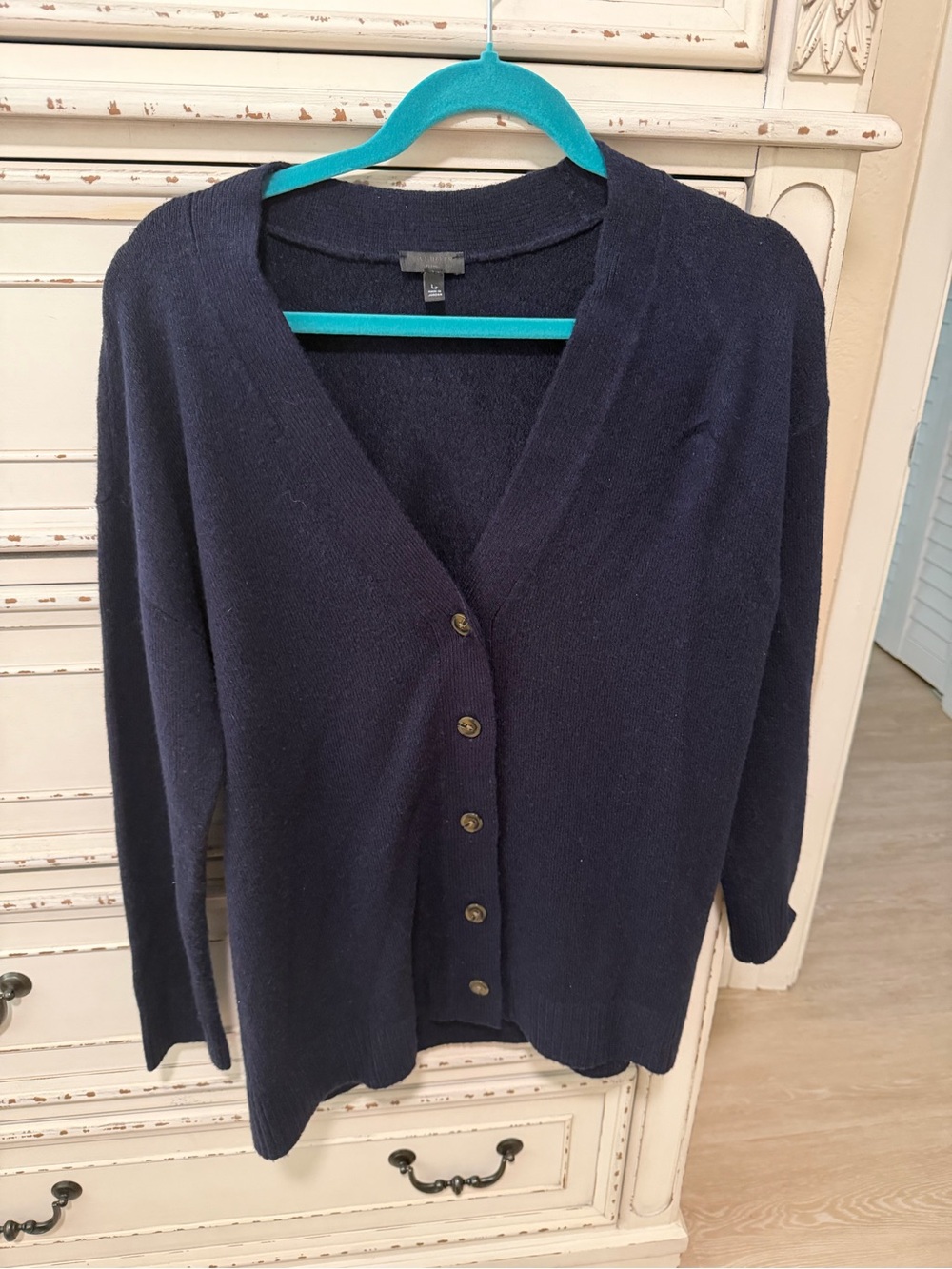 Talbots Navy Button-Front V-Neck Cardigan